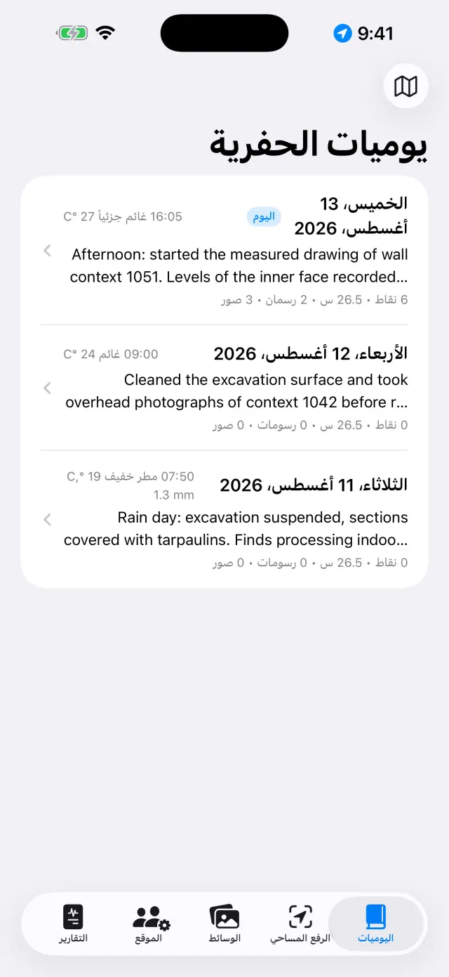 قائمة أيام التنقيب