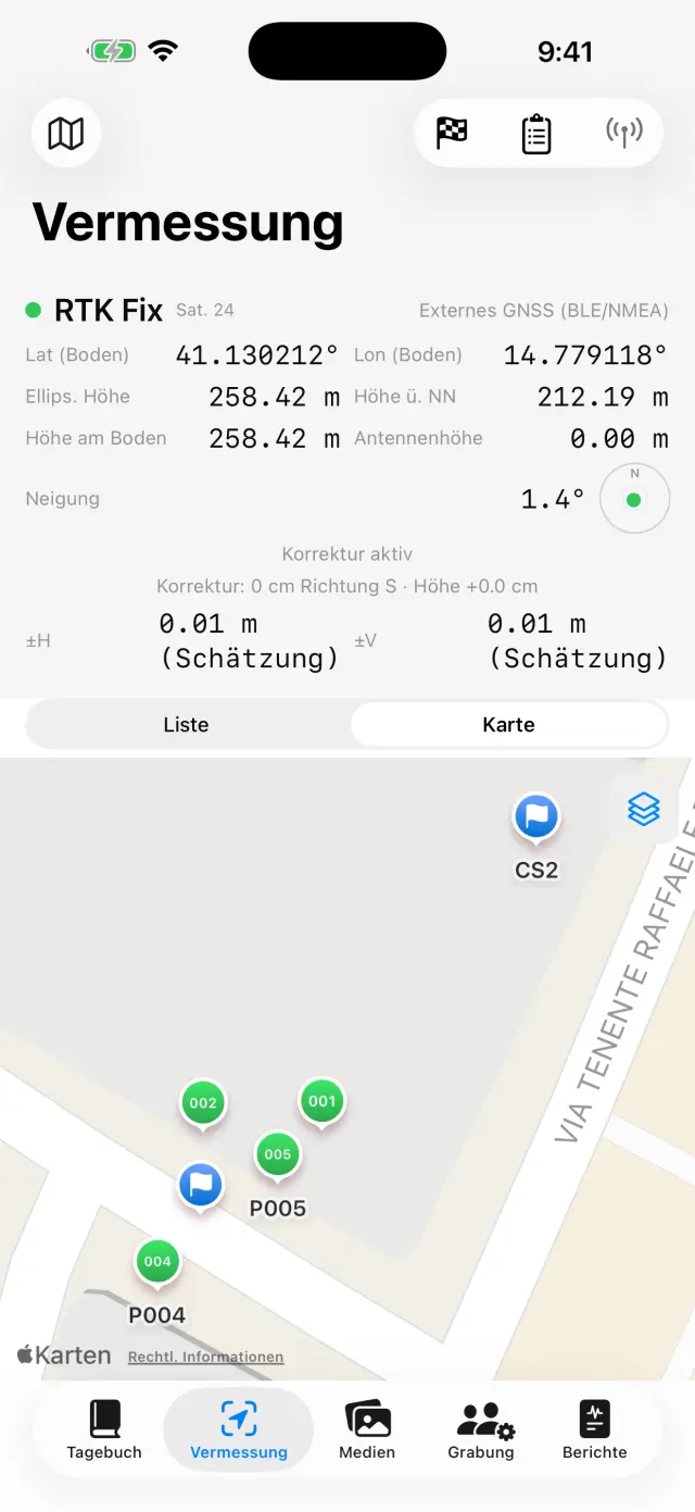 Punkte und Festpunkte auf der Karte