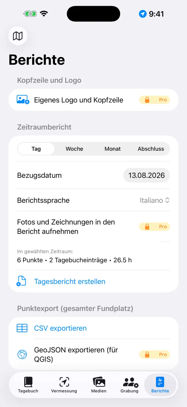 Berichte erzeugen