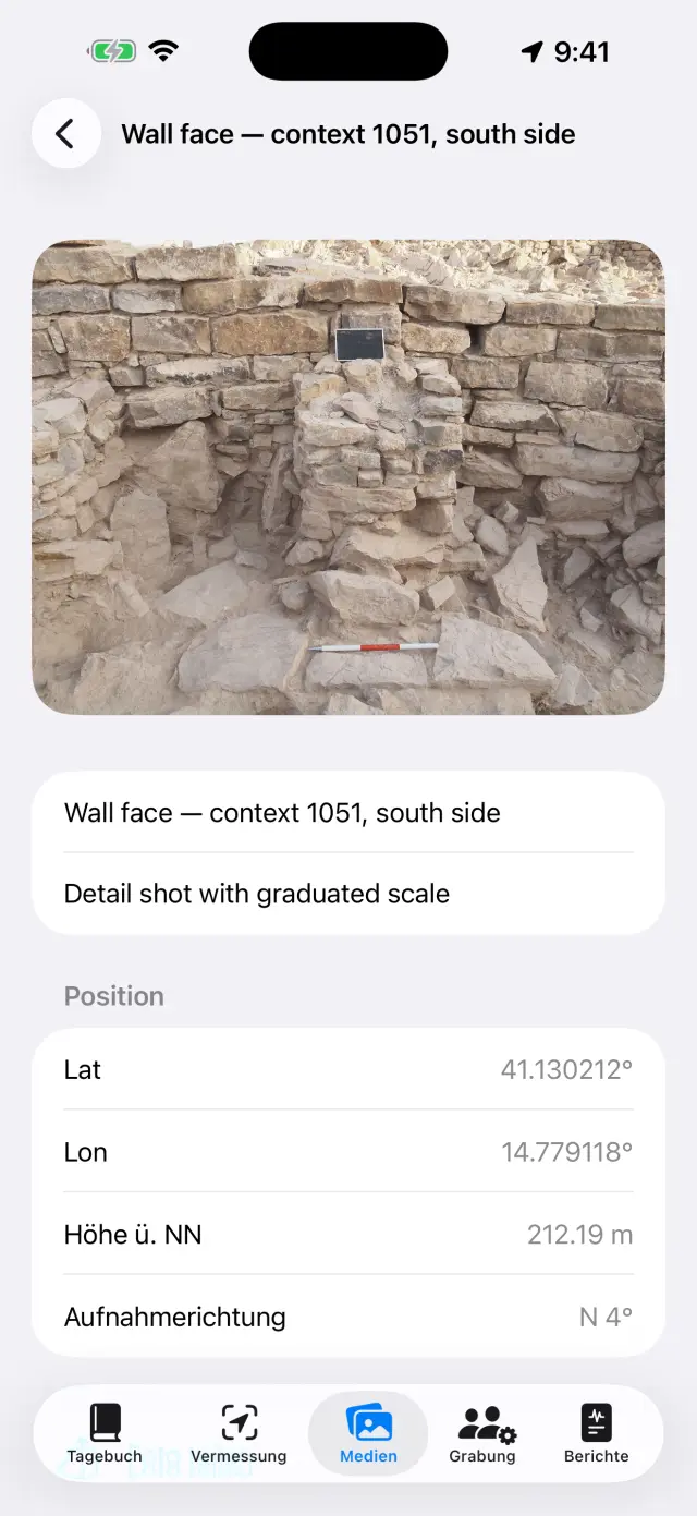 Die Detailansicht eines georeferenzierten Fotos