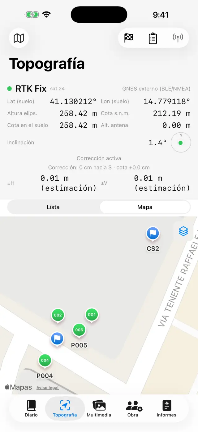 Puntos y bases en el mapa