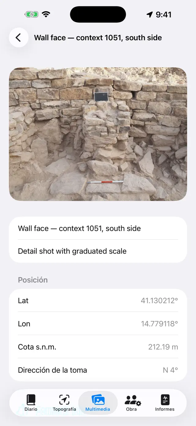 El detalle de una foto georreferenciada