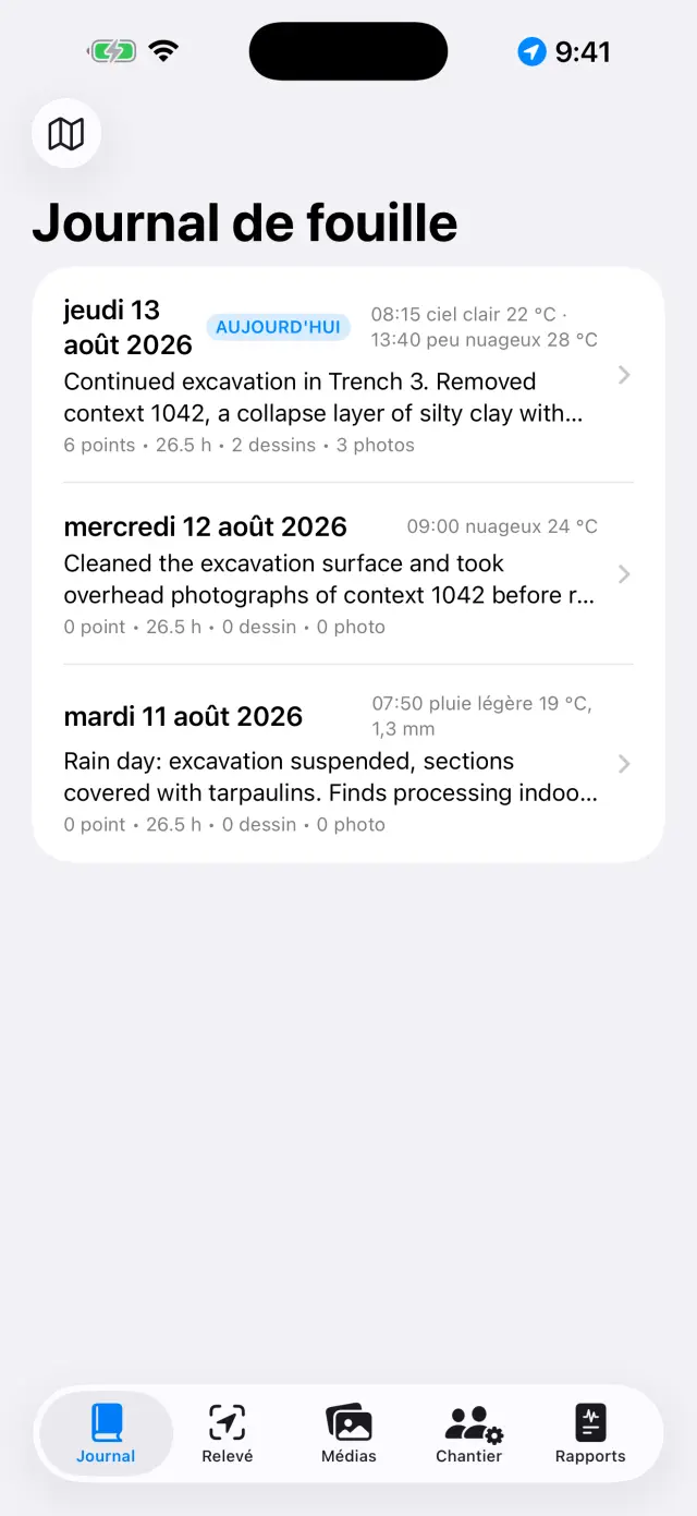La liste des journées