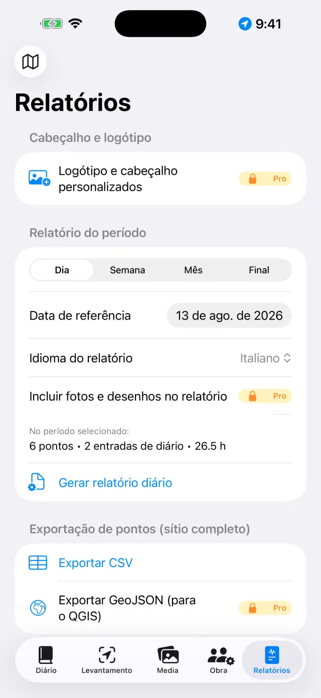 Geração de relatórios