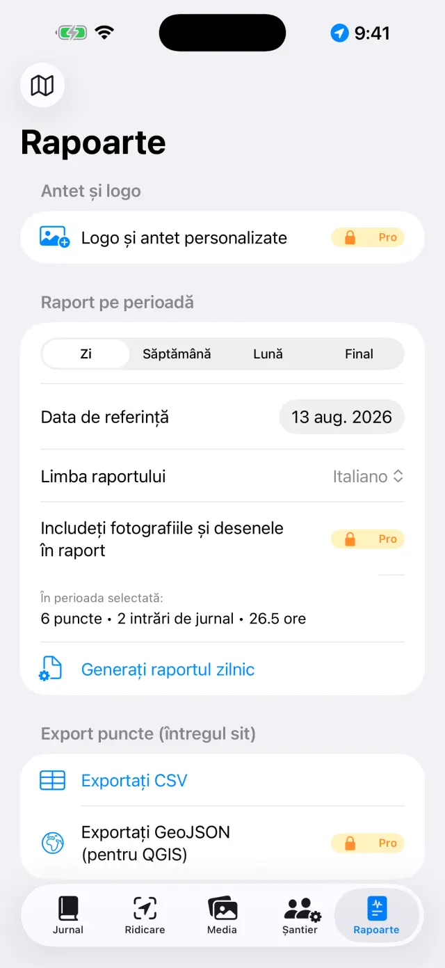 Generarea rapoartelor