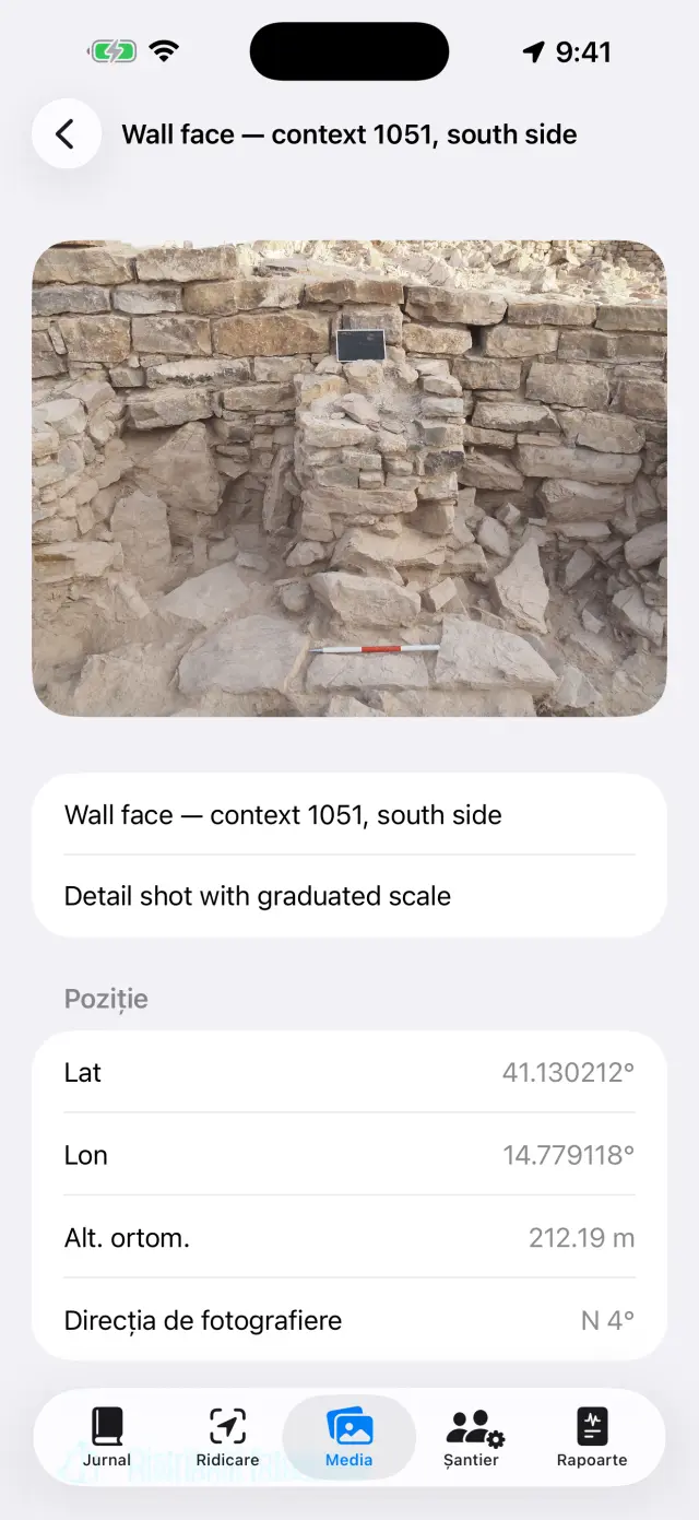 Detaliul unei fotografii georeferențiate