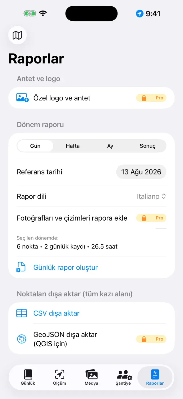 Rapor oluşturma
